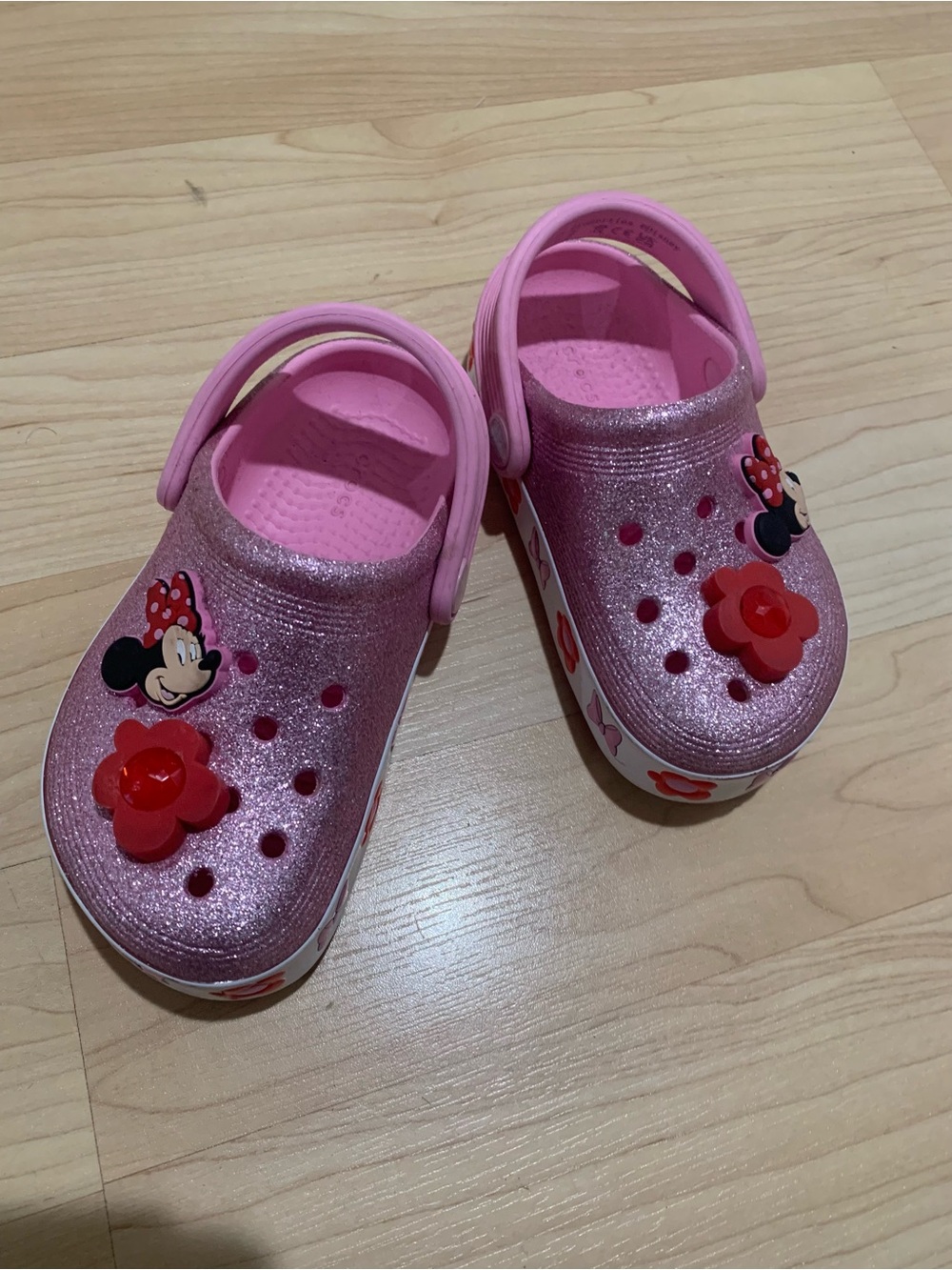 Pink Minnie Mouse Glitter Kids Clogs